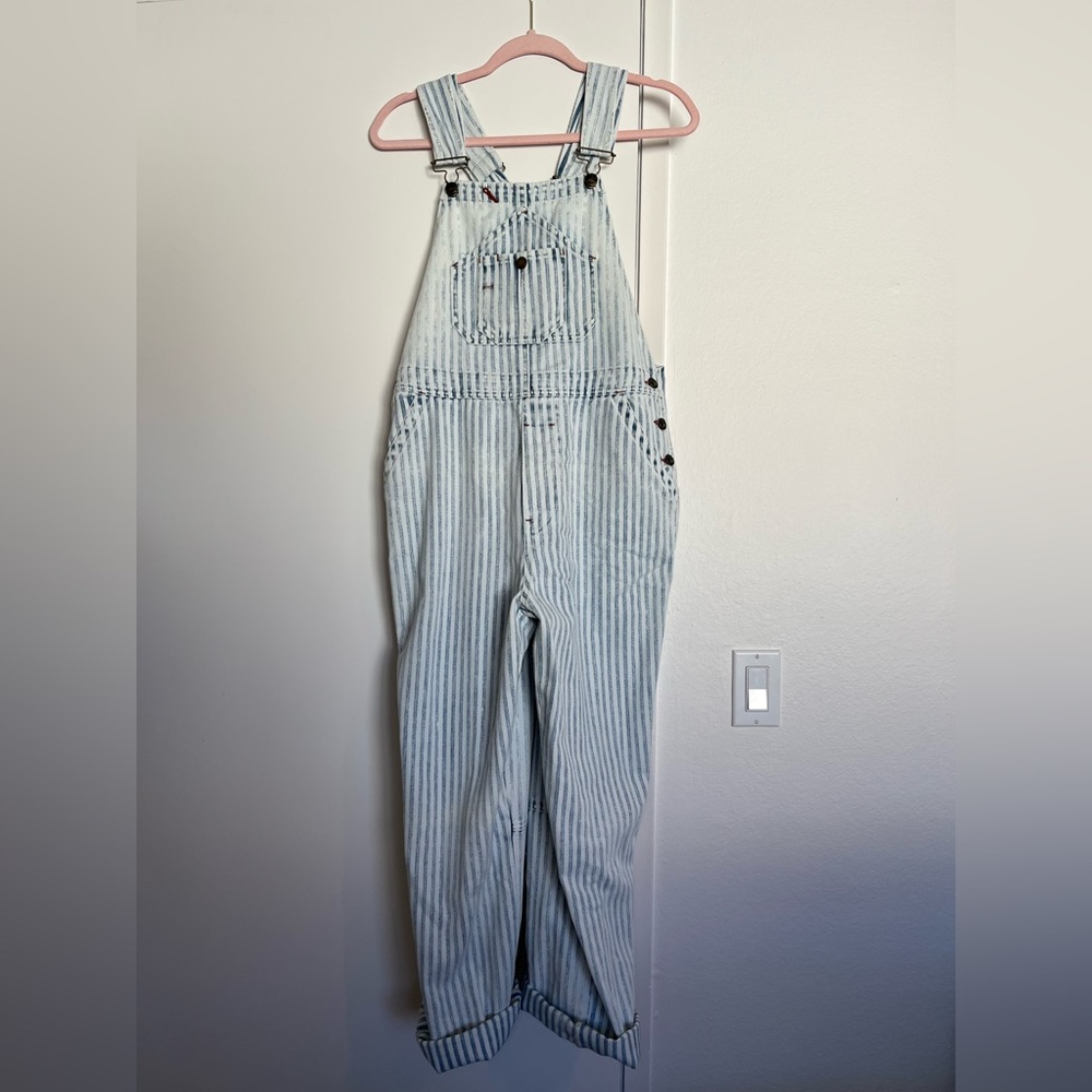 Faherty striped denim overalls. Size Medium. Never worn